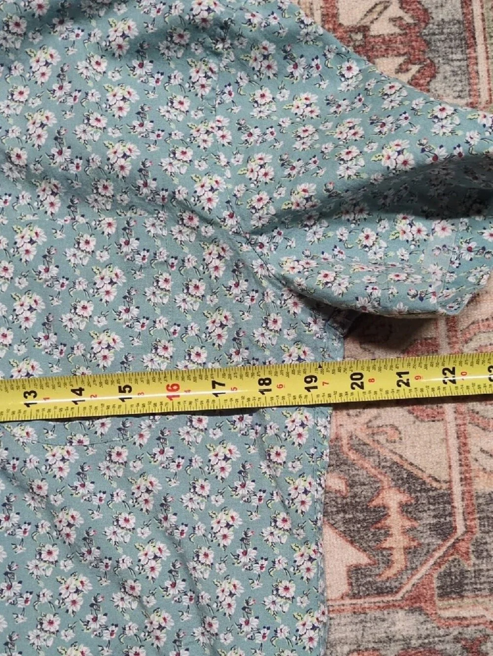 J. Crew Light Aqua Floral Short-Sleeve Button-Down Shirt
